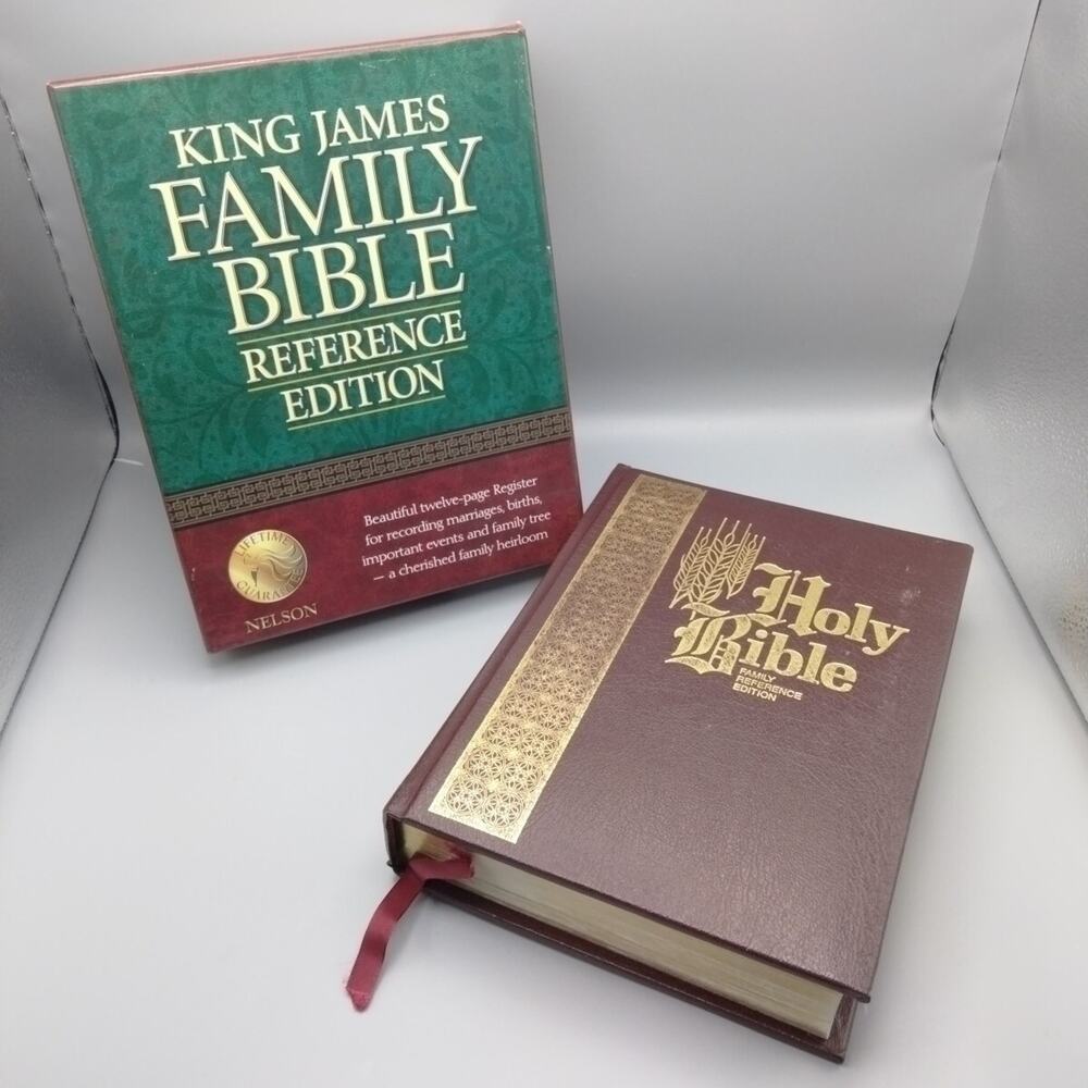 King James Version Reference Bible KJV Burgundy Bonded Leather Nelson
